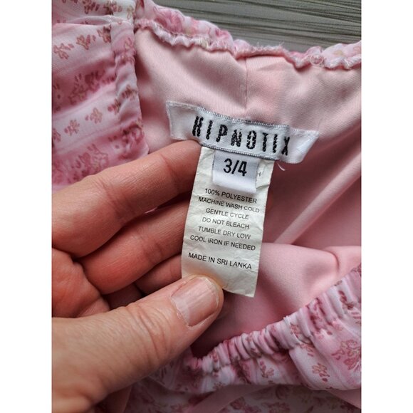 Vtg 90's Y2K Milkmaid Babydoll Floral Off-Shoulder Dress Bow 3/4 Hipnotix - Picture 4 of 9